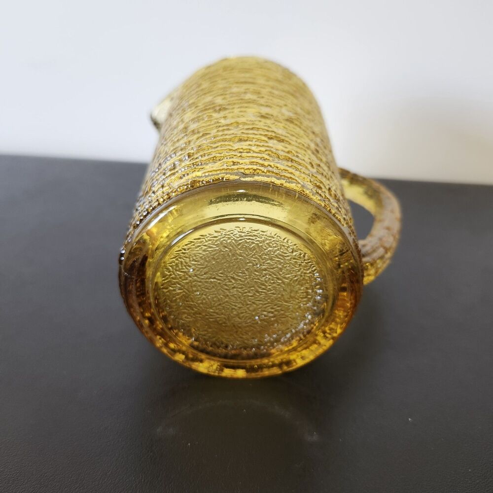Vintage Anchor Hocking Soreno Amber Juice Pitcher 7" Ribbed MCM Textured Glass - Picture 4 of 7